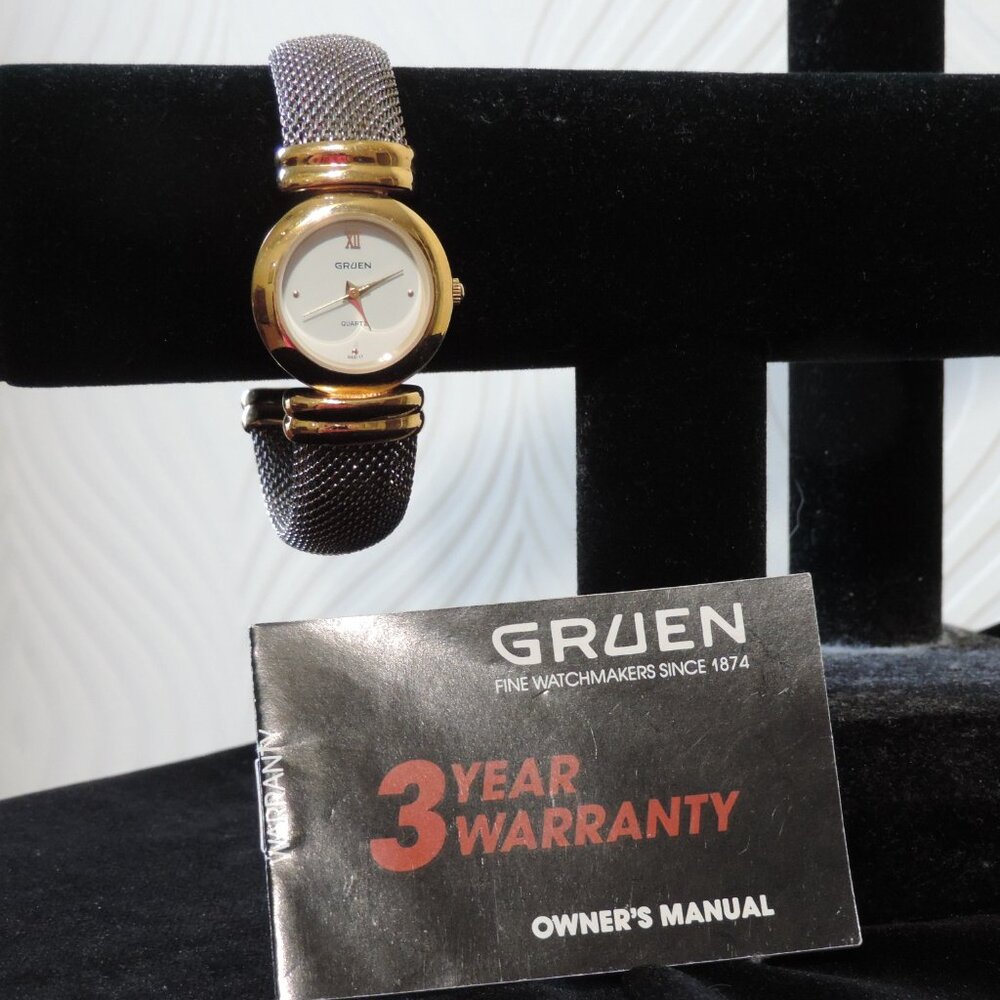 GRUEN Quartz Vintage mesh bangle bracelet watch Mixed Metal - Picture 8 of 9